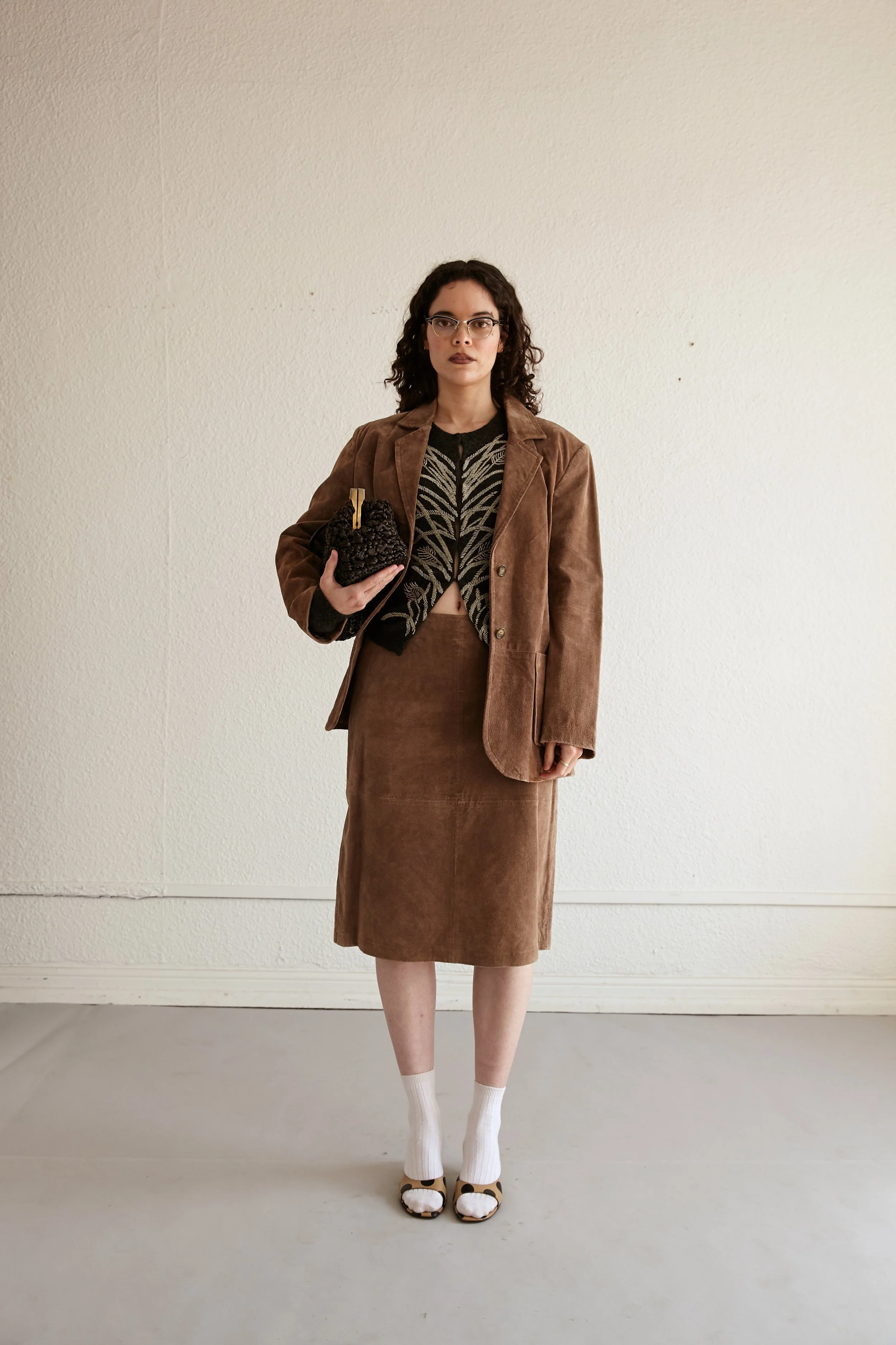 90's Suede Blazer and Skirt Suit Set — Cameo Appearance Vintage