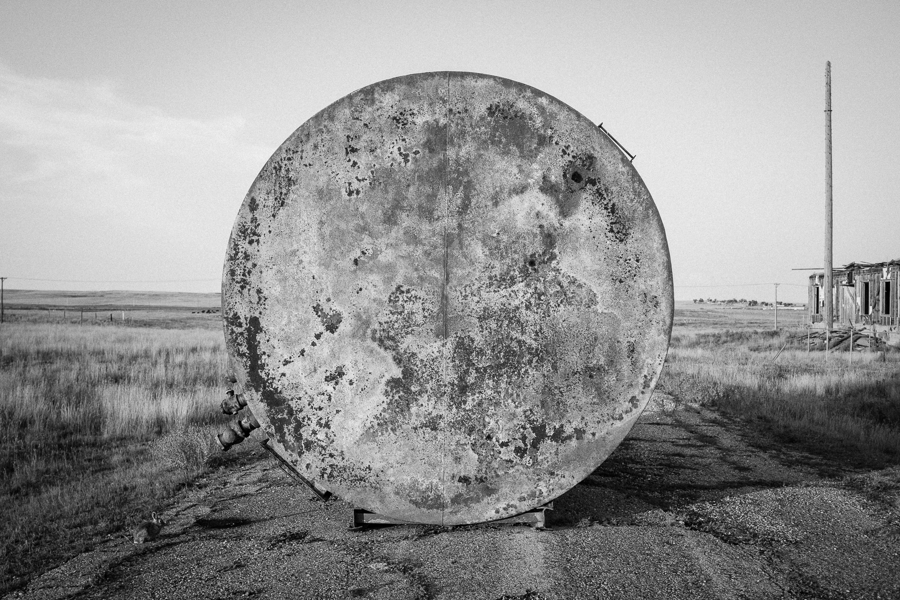 End of a roughly 15 ft. tall drum.