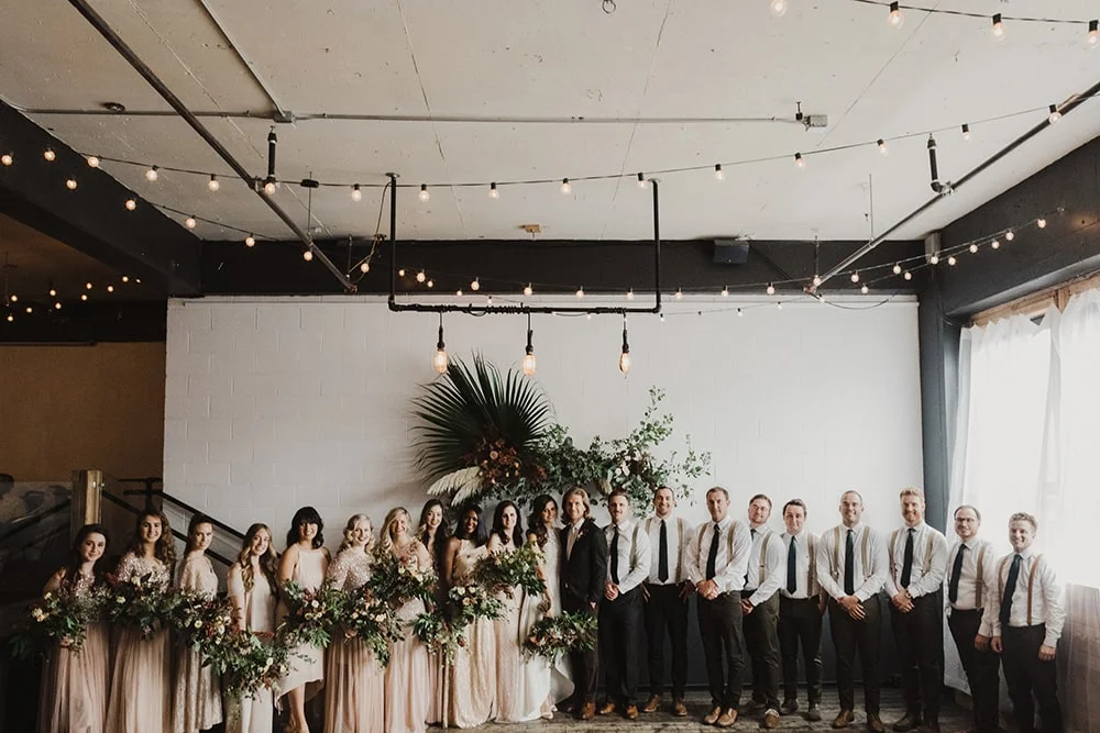 bridesmaids and groomsmen ready for wedding ceremony