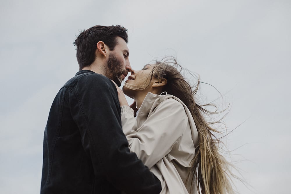 couple touching noses and staring into each others eyes