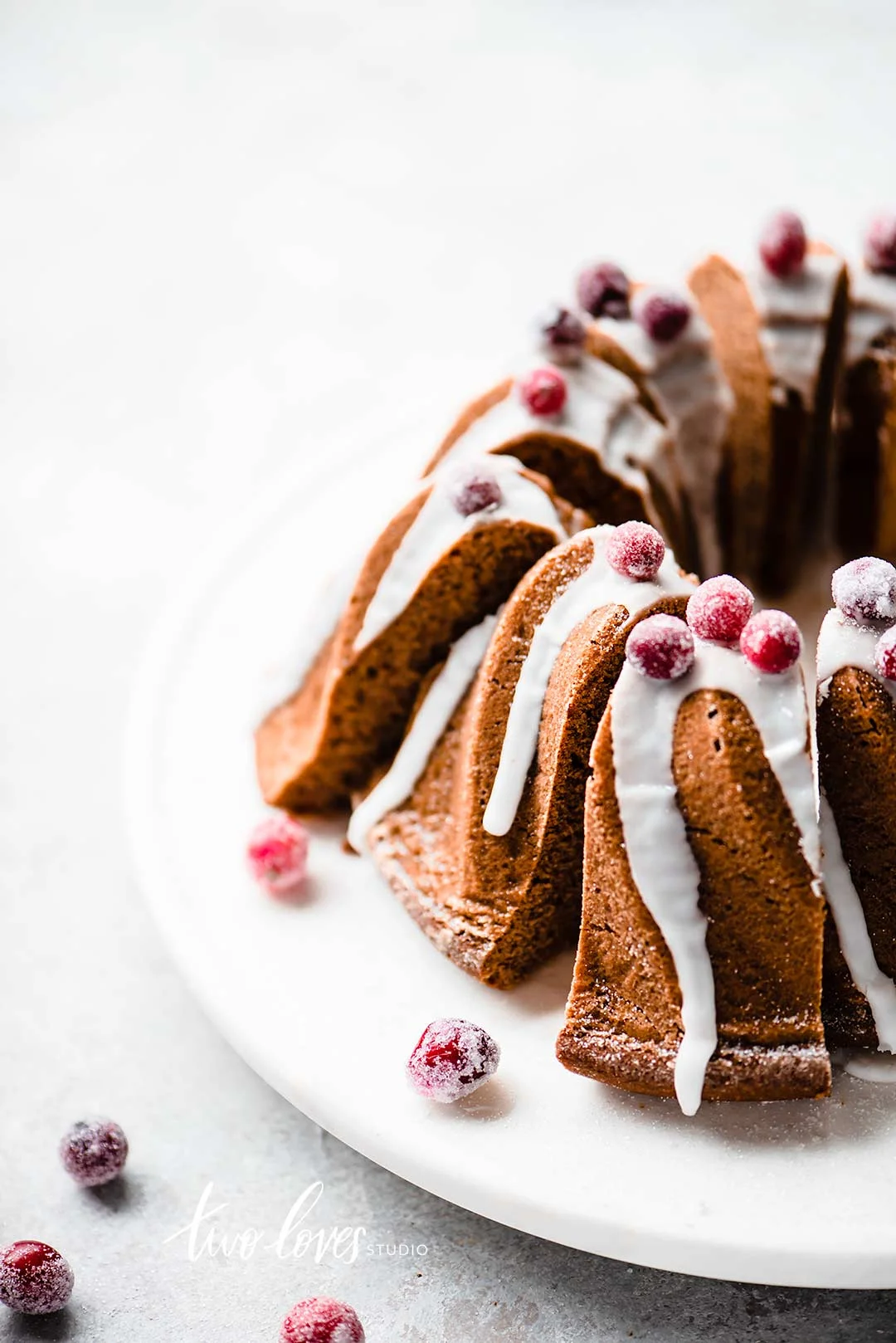 Rachel Korinek Food Photography | Gingerbread Bundt Cake with Sugared Cranberries