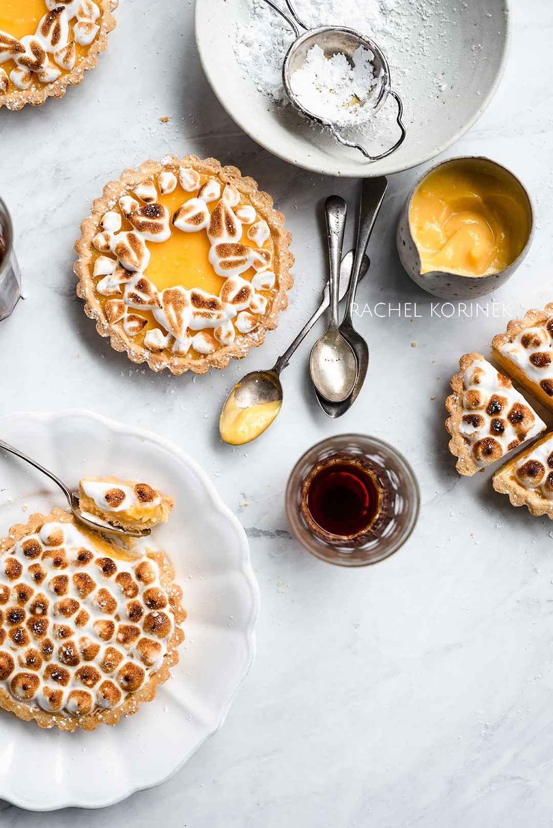 Rachel Korinek Food Photography | Lemon Meringue Tarts Wreaths