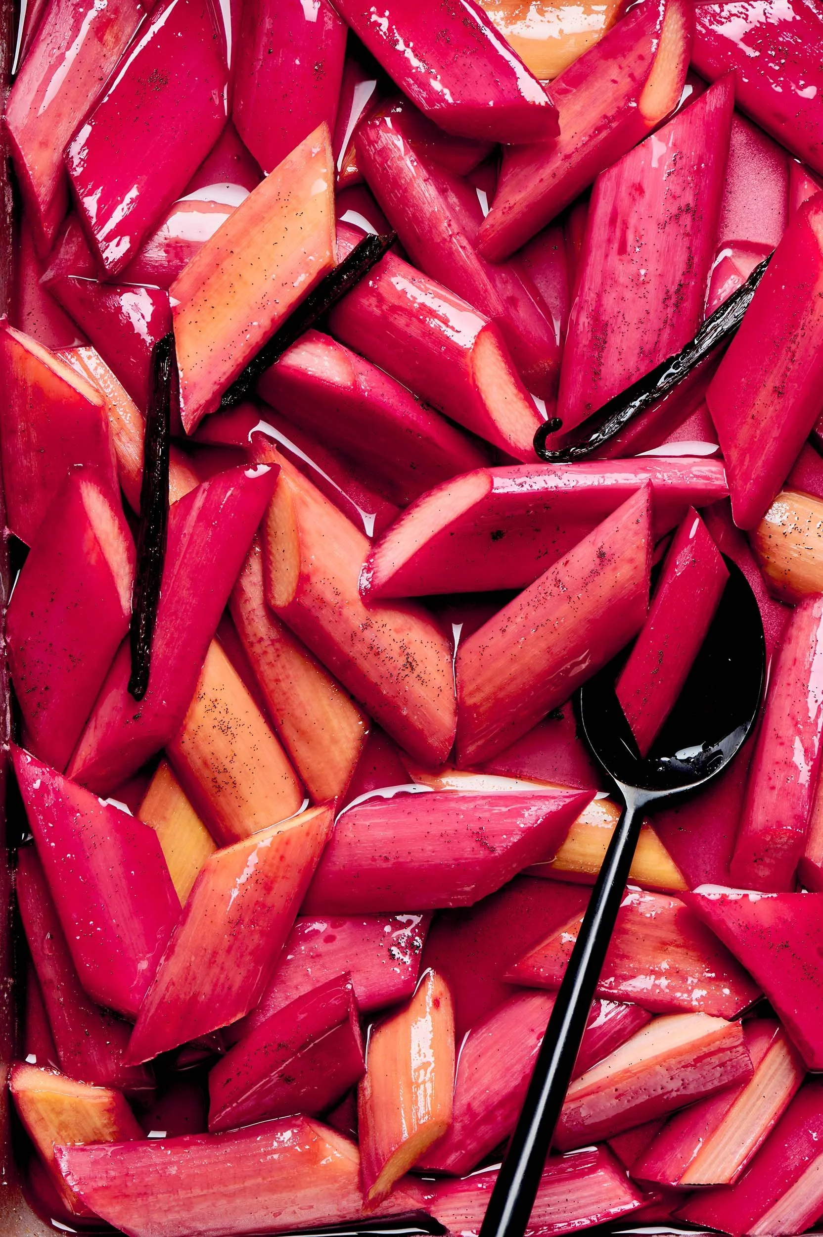  pink stewed rhubarb. 