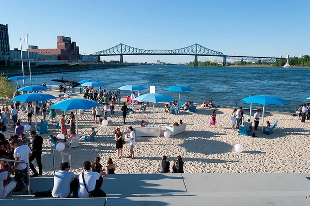 I headed to Clock Tower Beach in Old Port Montreal to catch some rays and give you Pretties some beauty beauty tips to stay Pretty while out in the sun. Though this is a manmade beach it gives city dwellers a great place to just chill out and cool off. I walked to the very top of Clock Tower Beach to get a view of this epic city.