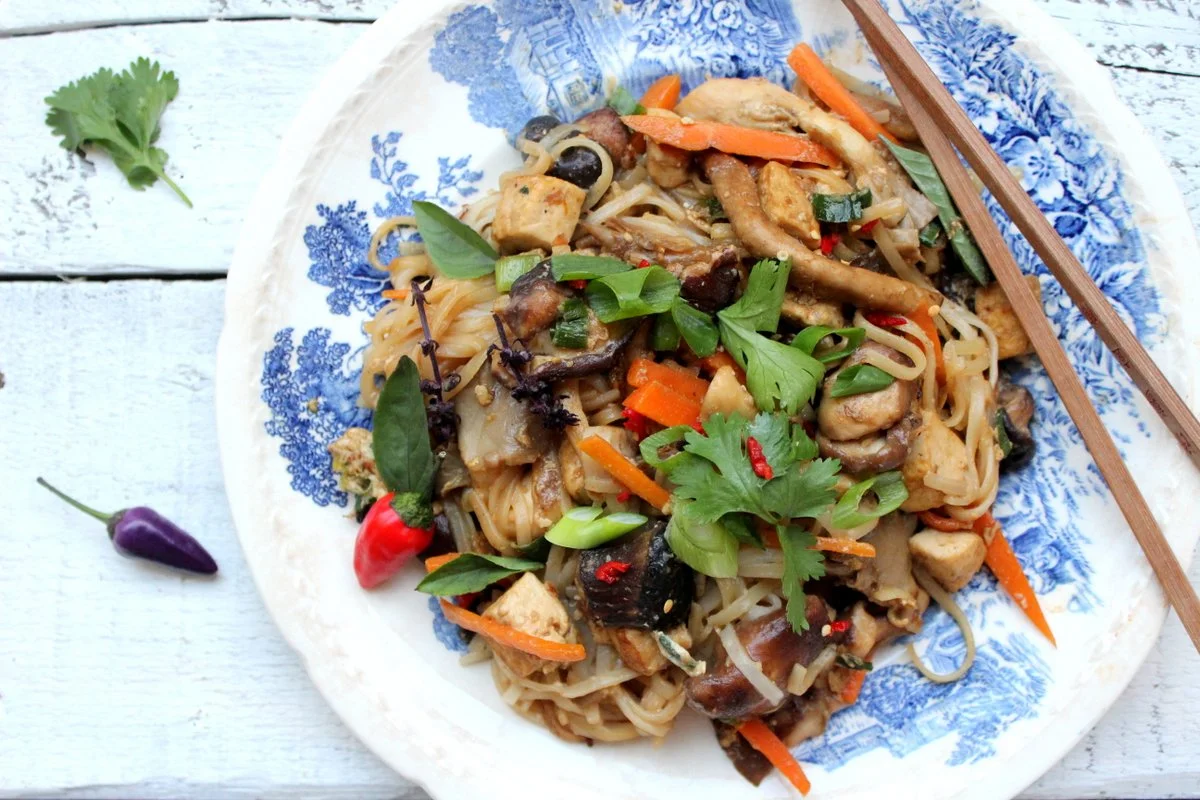 The "ugly shiitakes" and other wild mushrooms pad thai 