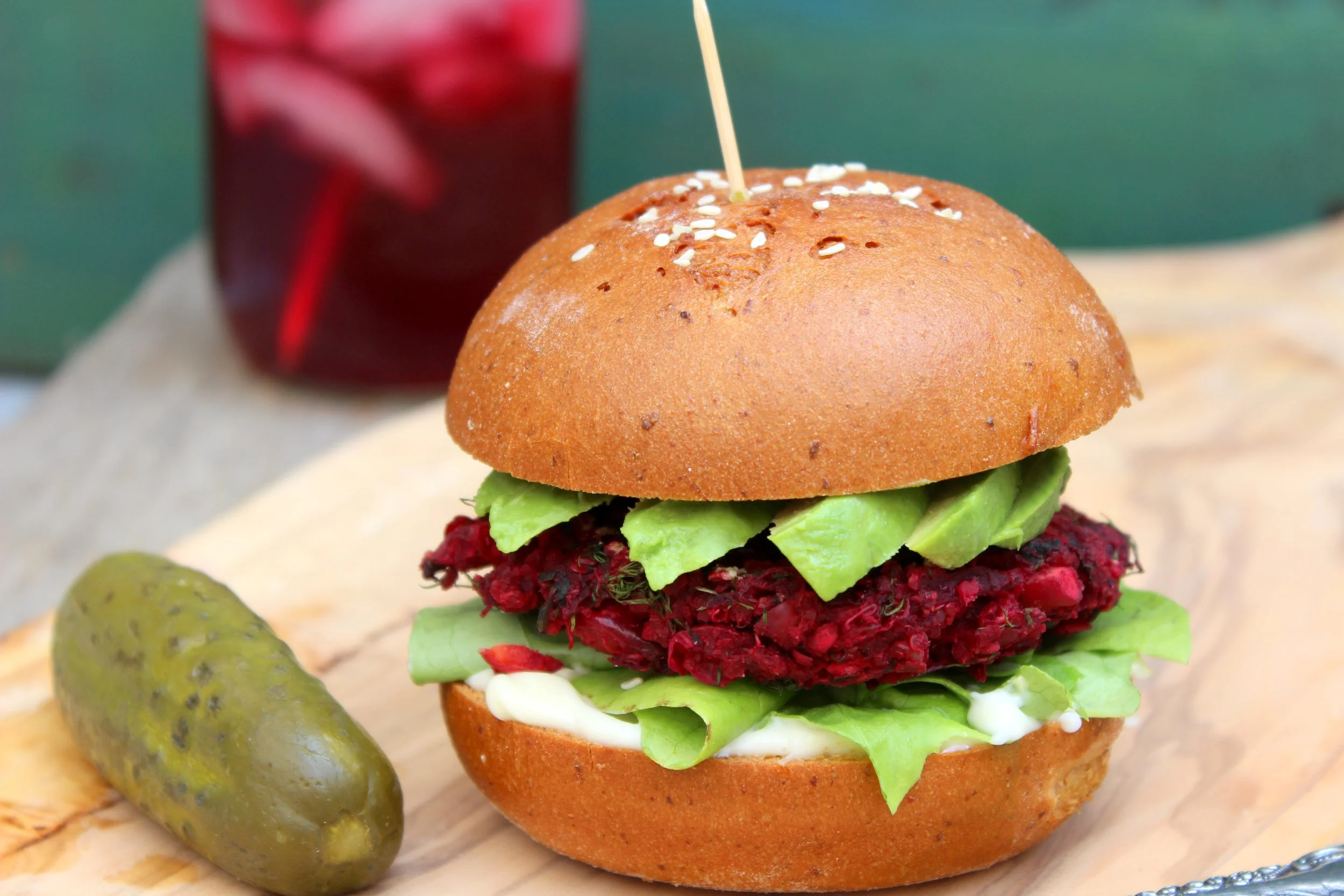 Quinoa, beet, chickpeas & dill "patties" + tzatziki (two ways) 