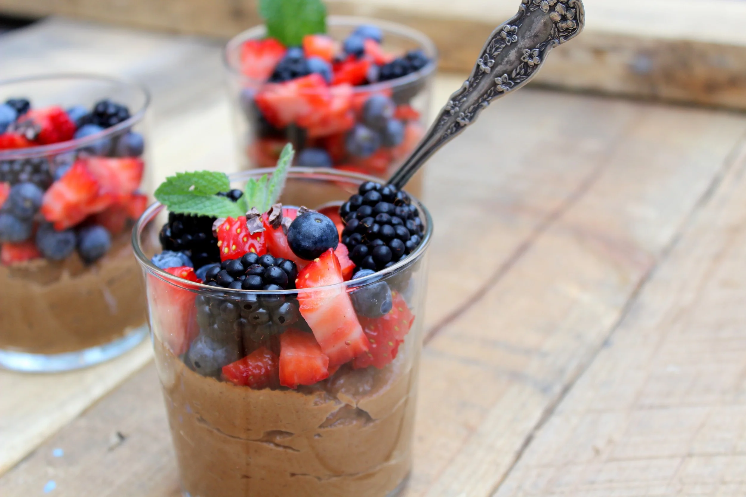 Healthy chocolate mousse for breakfast