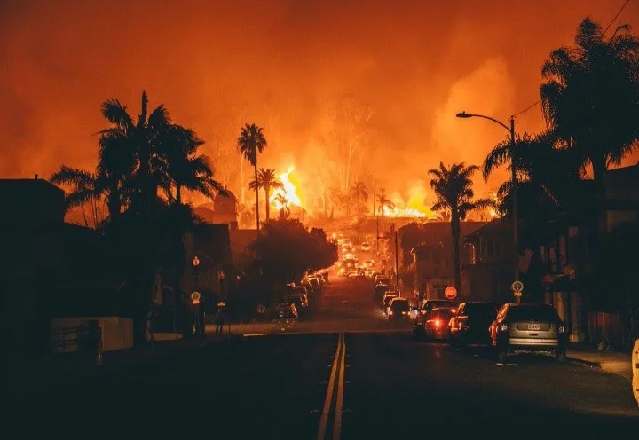 A photo taken from out front of our friend's apartment, who have been evacuated all week