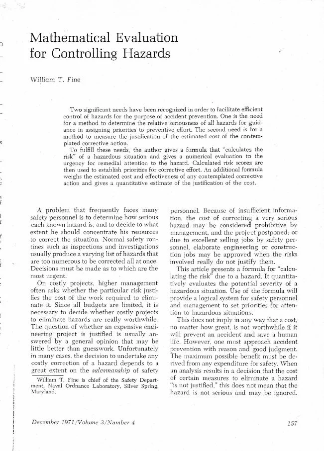 Mathematical evaluation for controlling hazards