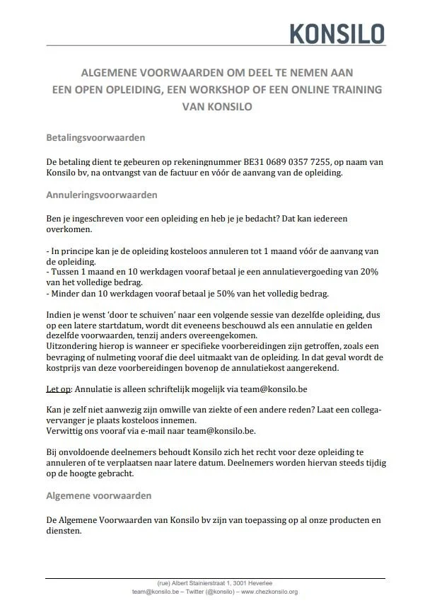 VOORWAARDEN OPLEIDINGSAANBOD