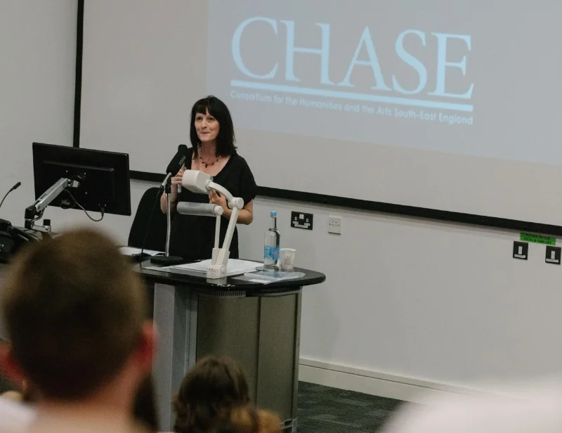Professor Vicky Lebeau, CHASE DTP Director, welcomes delegates to the second Encounters conference.