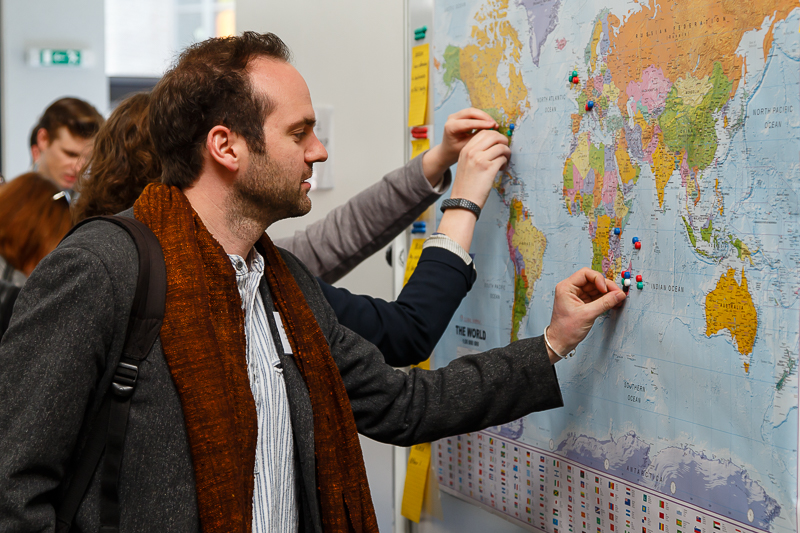 CHASE students plotting their international research connections