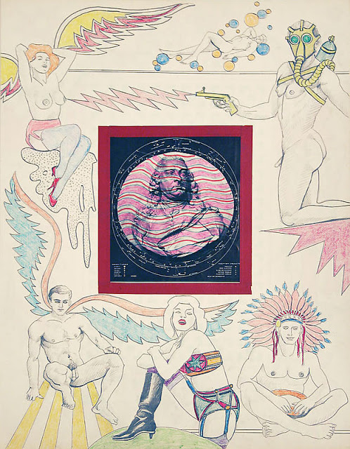   © Robert Smithson   Untitled [Ben Franklin and Indian], 1963   Mixed media with collage   30 X 22 inches  