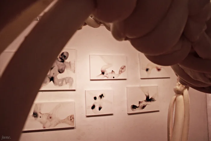 Danae Tsakla | Installation and painting Body of Work at Base Gallery / Booze Cooperativa December 5 – December 28, 2014 Photo credit: June Whitefield