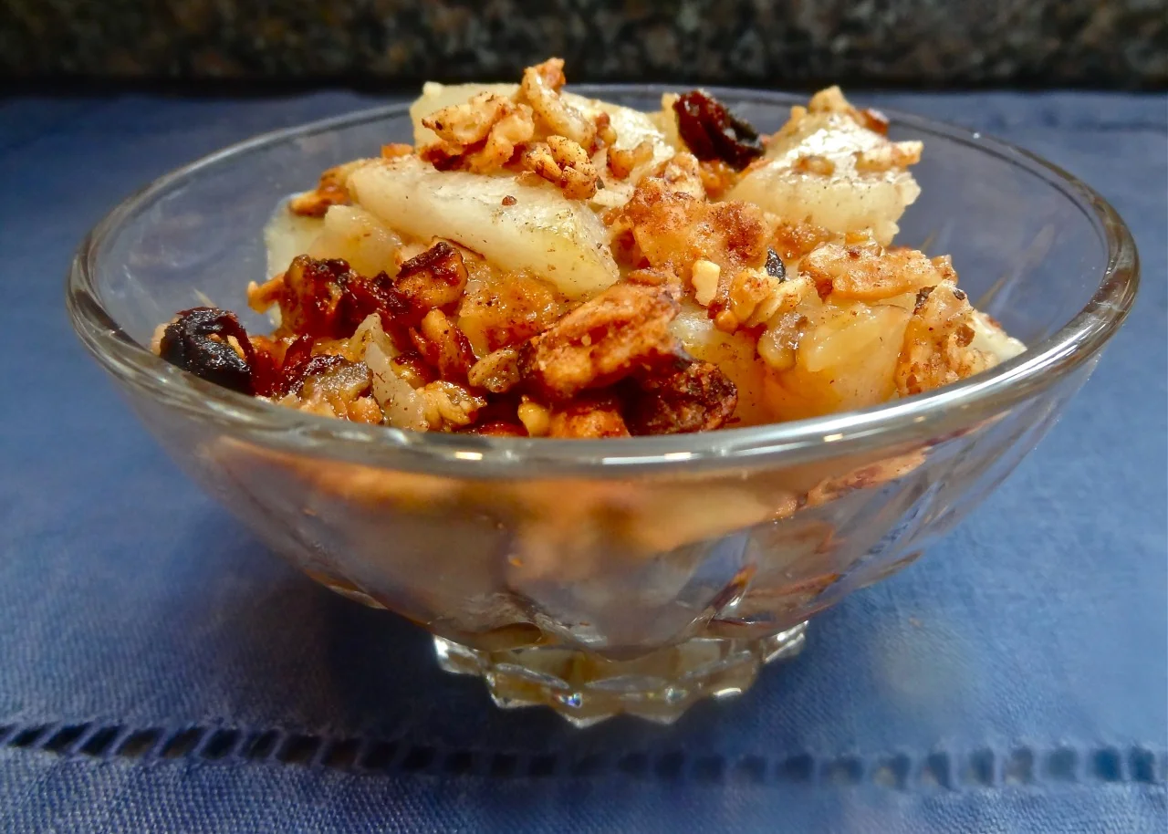 It doesn&#8217;t get easier than this dessert, especially during Passover when we are looking for something really delicious but there are so many restrictions to what we can eat.
This is pear crisp &#8212; which you could make with apples, peaches,…
