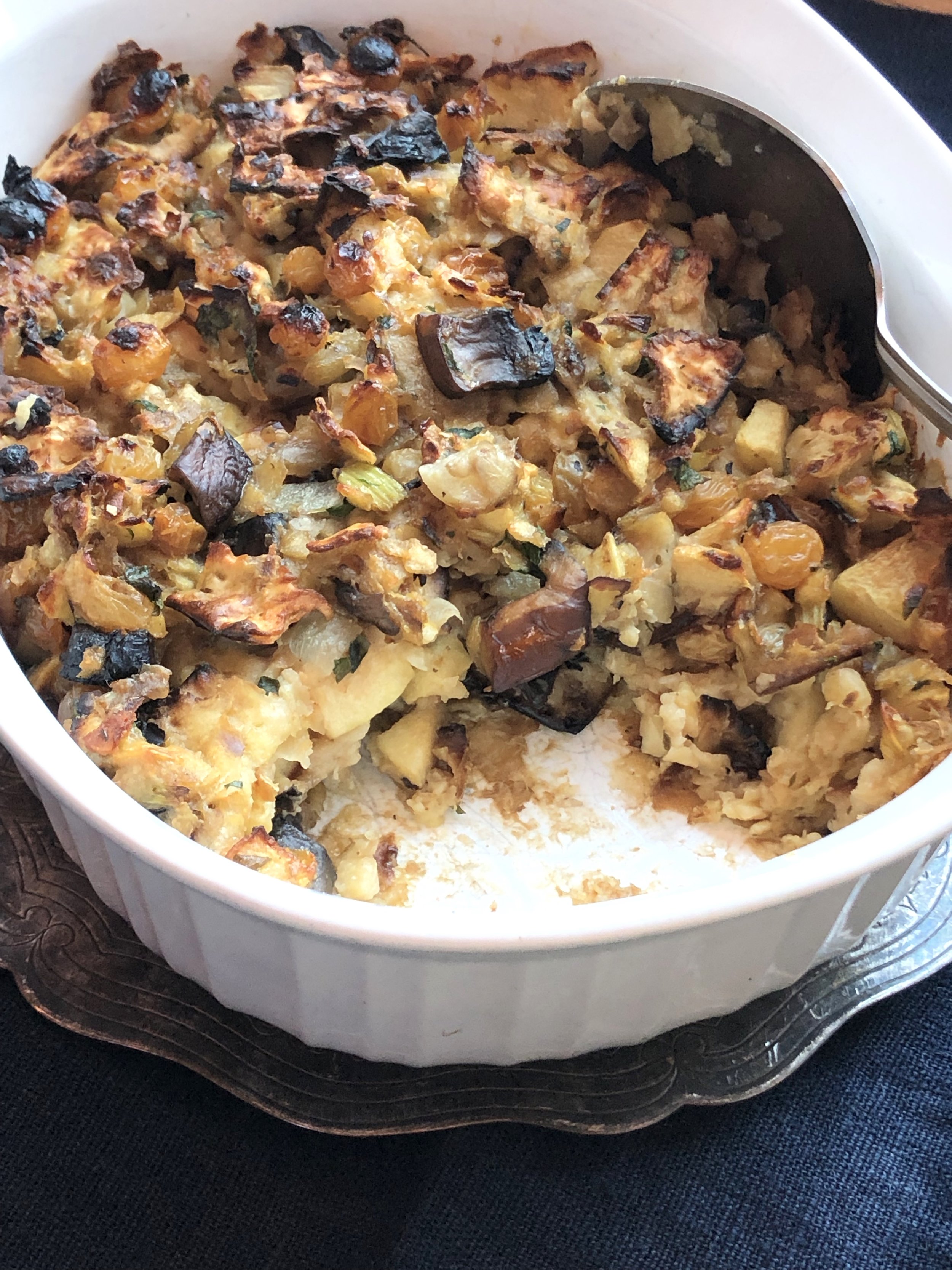 Matzo Stuffing with Apples and Portobello Mushrooms