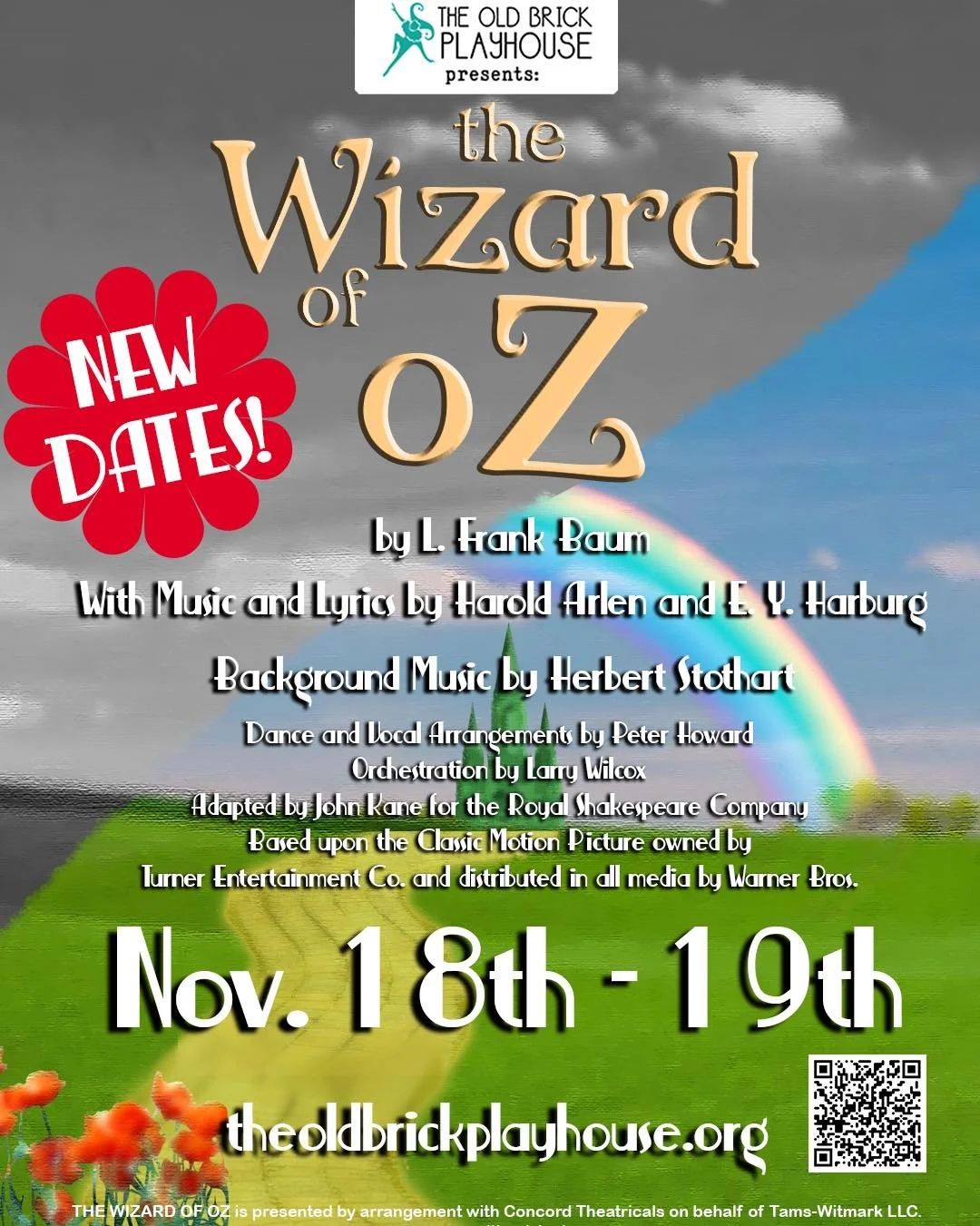 We&rsquo;ve added TWO MORE DATES!!

Due to the overwhelming demand, we&rsquo;ve decided to give you all TWO MORE CHANCES to catch the Wizard of Oz before we close the curtain! Get your tickets at theoldbrickplayhouse.org/shop as quick as you can - th