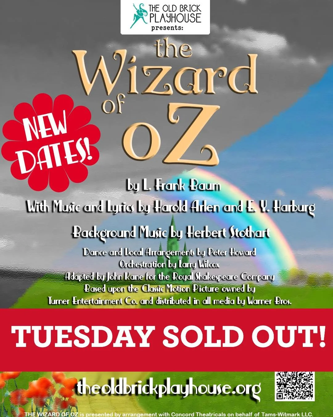 Tickets for Tuesday night are ALL GONE!

Tickets are still available for Wednesday, November 19th, but not for long! Get yours before they go over the rainbow at theoldbrickplayhouse.org/shop !

#oldbrickplayhouse #theatre #westvirginia #obp #art #ra
