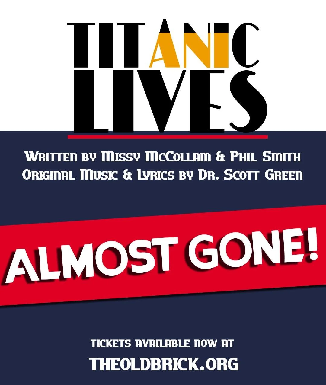 Tickets for Titanic Lives are ALMOST ALL GONE!

Get yours today while you still can - this is one boat you won&rsquo;t want to miss! Head on over to theoldbrickplayhouse.org/shop or follow the link in our bio!

#oldbrickplayhouse #theatre #westvirgin