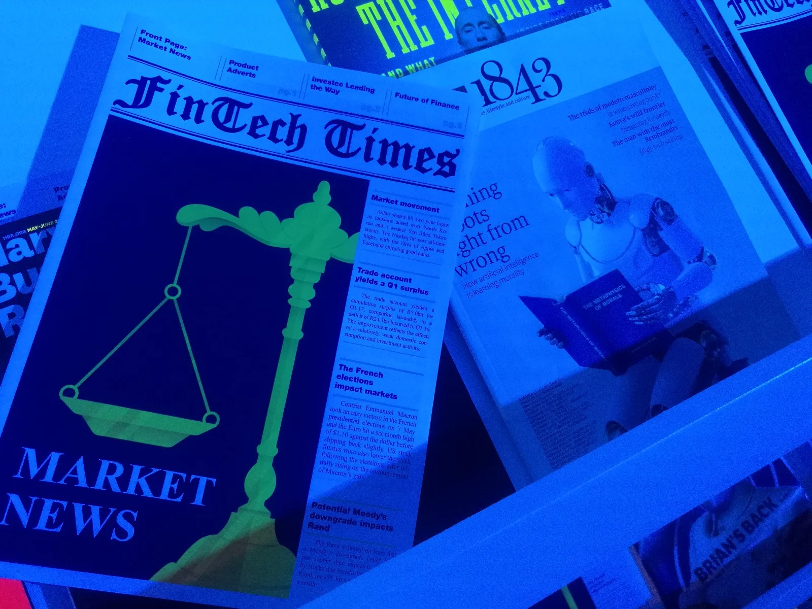 The FinTech Times, a made-up newspaper we created for the digital museum.