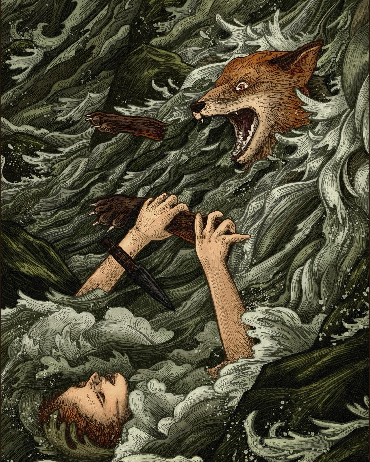 .

One of seven illustrations created for Suntup Edition&rsquo;s limited publication of Winterset Hollow by Jonathan Edward Durham. 

.
#wintersethollow #illustration #illustrator #folkart #darkfantasy #darkfantasyart #darkfantasybooks #fox #waterfal