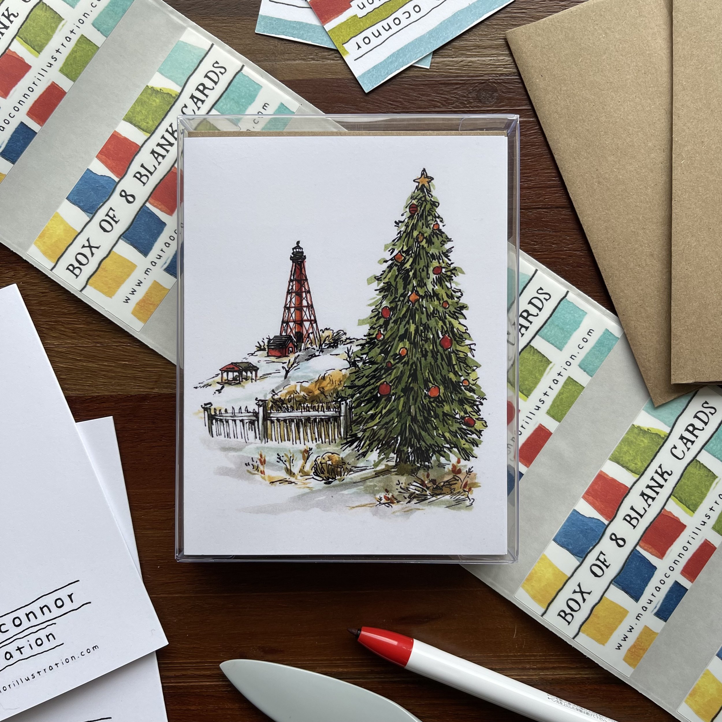 "Holiday Marblehead Light" Box of 8 Cards