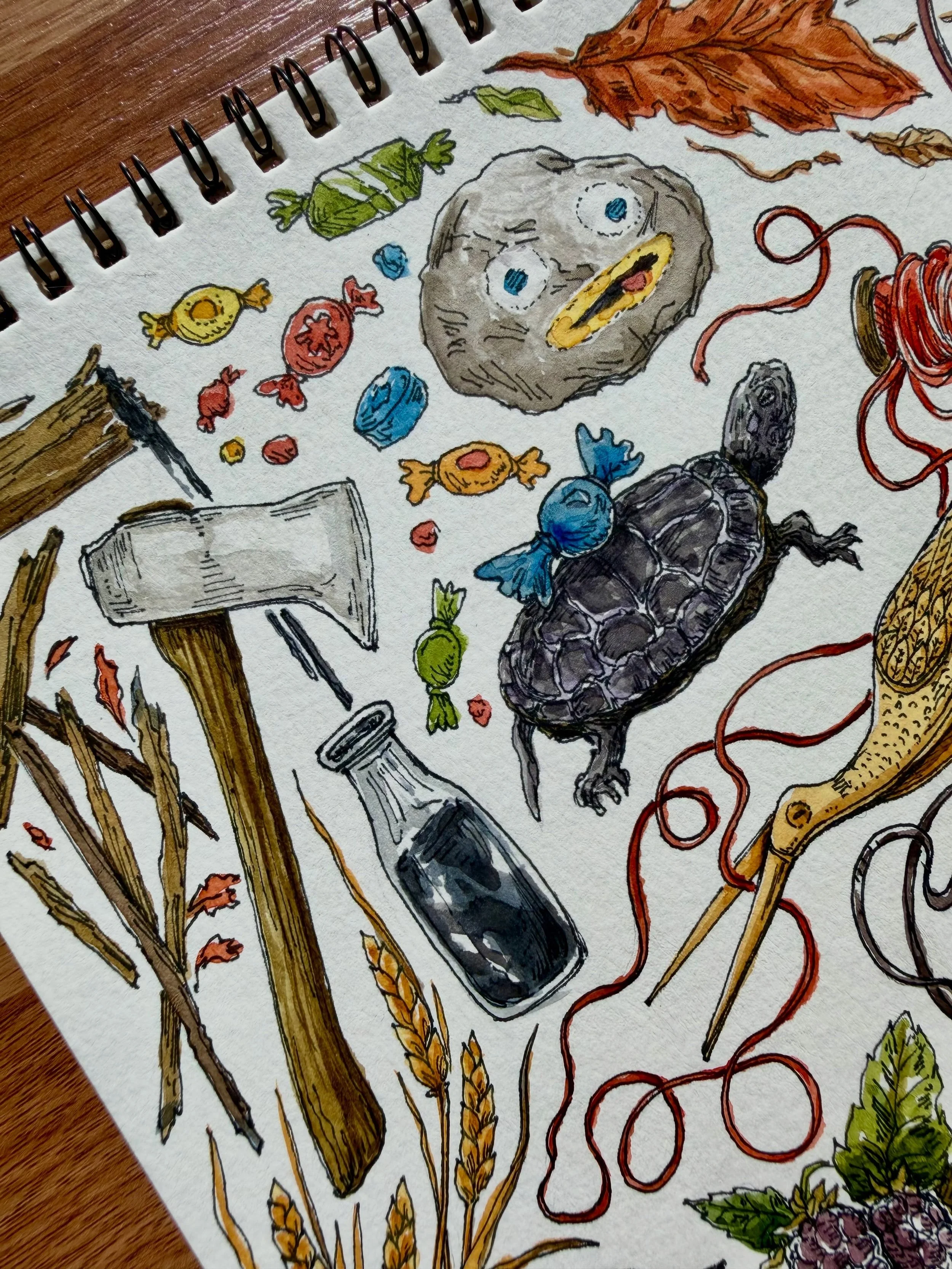 Some detail shots of my recently finished sketchbook page  #overthegardenwall