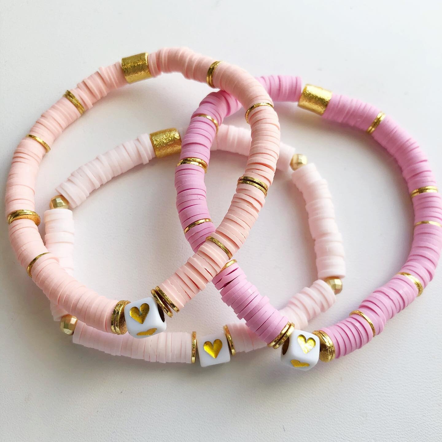 Stretchy heart bracelets! Perfect for Valentine&rsquo;s Day ❤️ Available in light pink, pink, or peachy pink. $20 each. To purchase, comment Sold with item color and quantity.