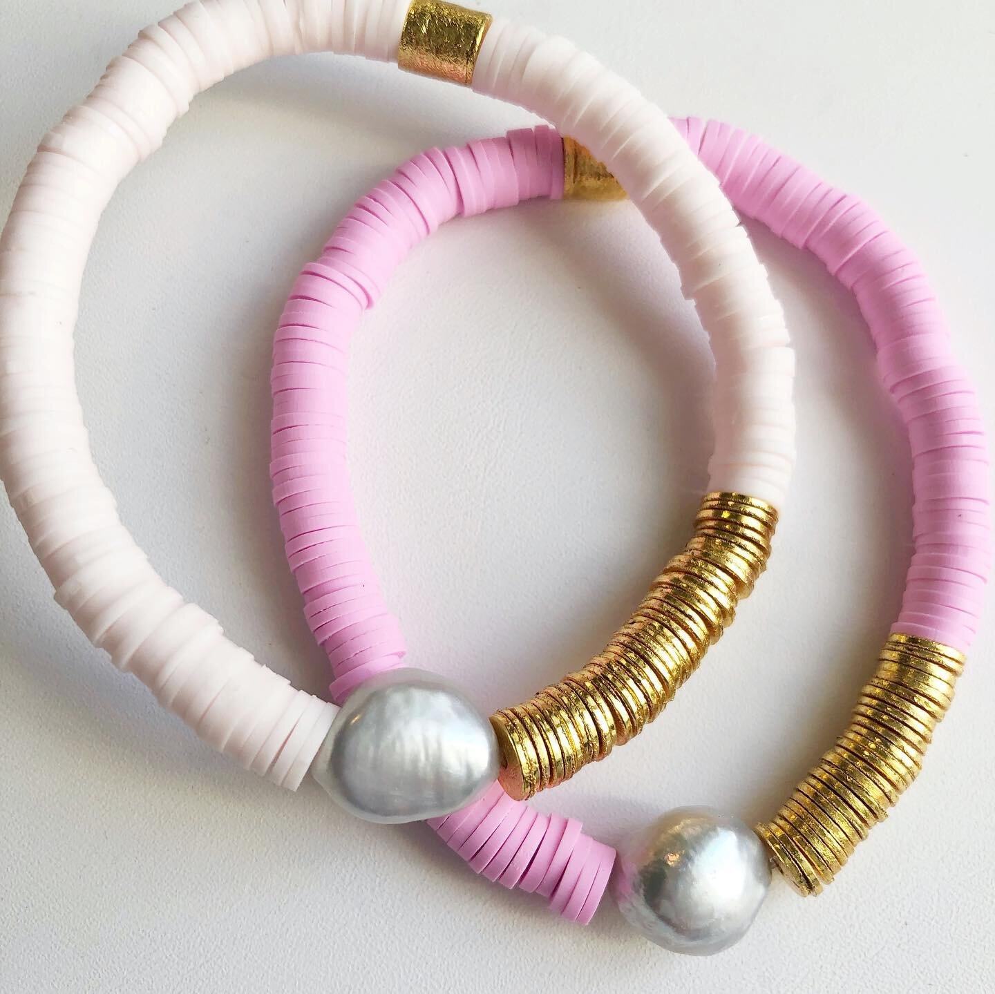 Freshwater pearl bracelets! One of each color available tonight. $30 each. To purchase, comment sold with item color (light pink or pink).