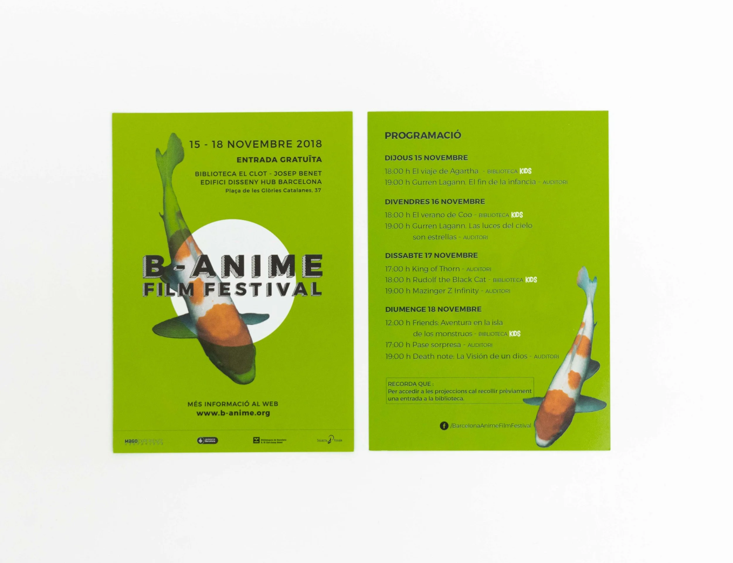  Flyer A5 con la programación del festival. 