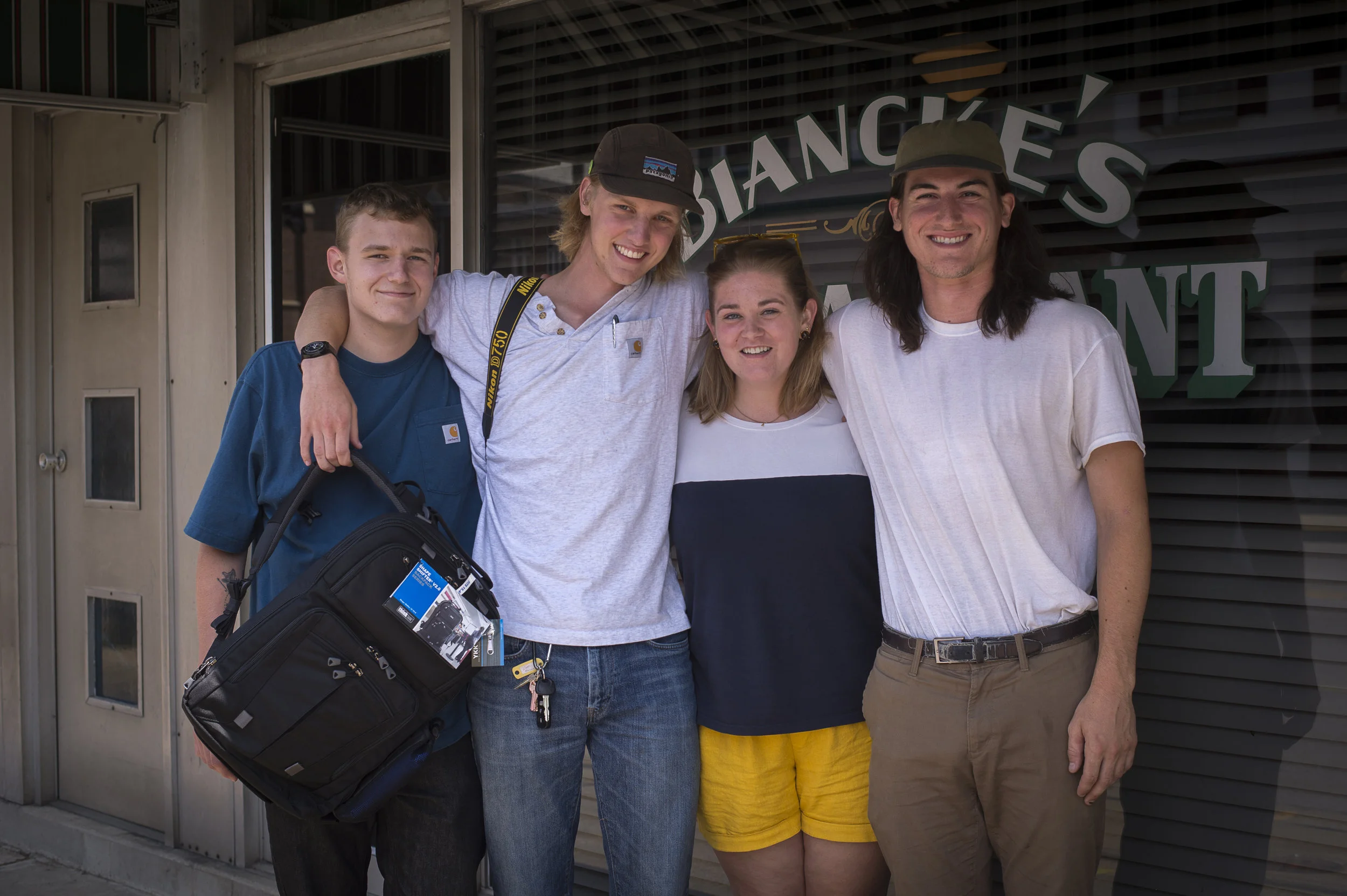 Daniel Linhart, Michael Swensen, Arden Barnes and Michael Johnson following the Dawn to Dusk Photo Challenge judging at Biancke's Restaurant in Cynthiana, Kentucky. Michael Swensen was named the overall winner taking home a ThinkTankPhoto ShapeShifter backpack courtesy of Robert's Camera.