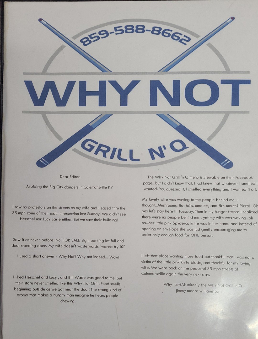 Why Not Grill N’Q - 5423 KY Hwy 1032 W, Berry, KY 41003