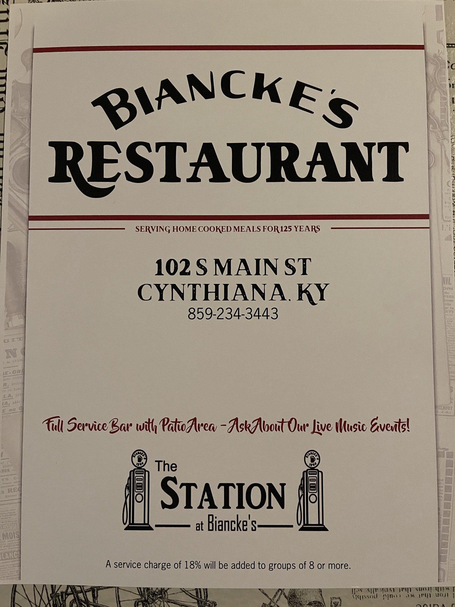 Biancke’s Restaurant - 102 S Main St, Cynthiana, KY 41031
