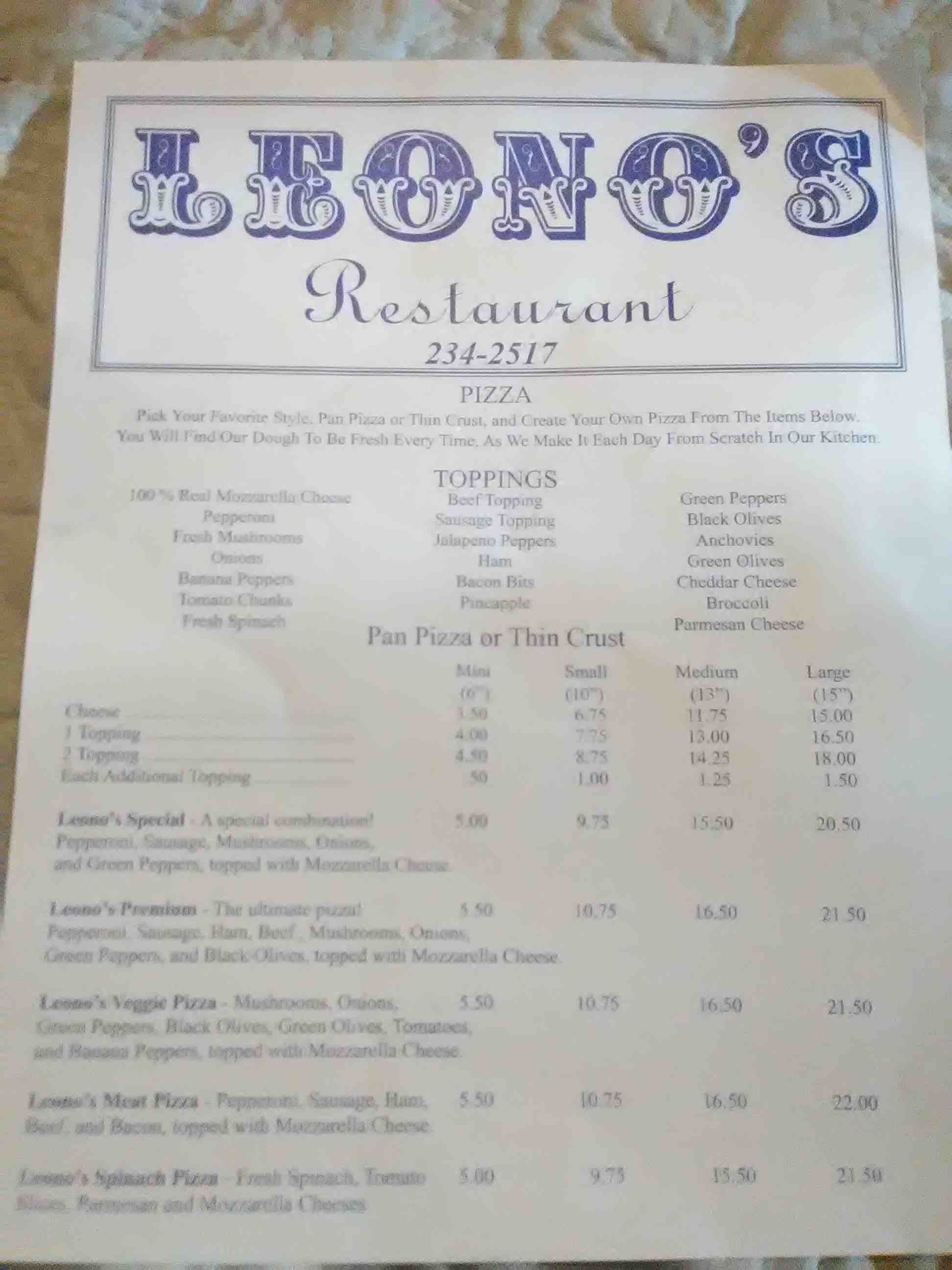 Leono’s Restaurant - 253 S Church St, Cynthiana, KY 41031