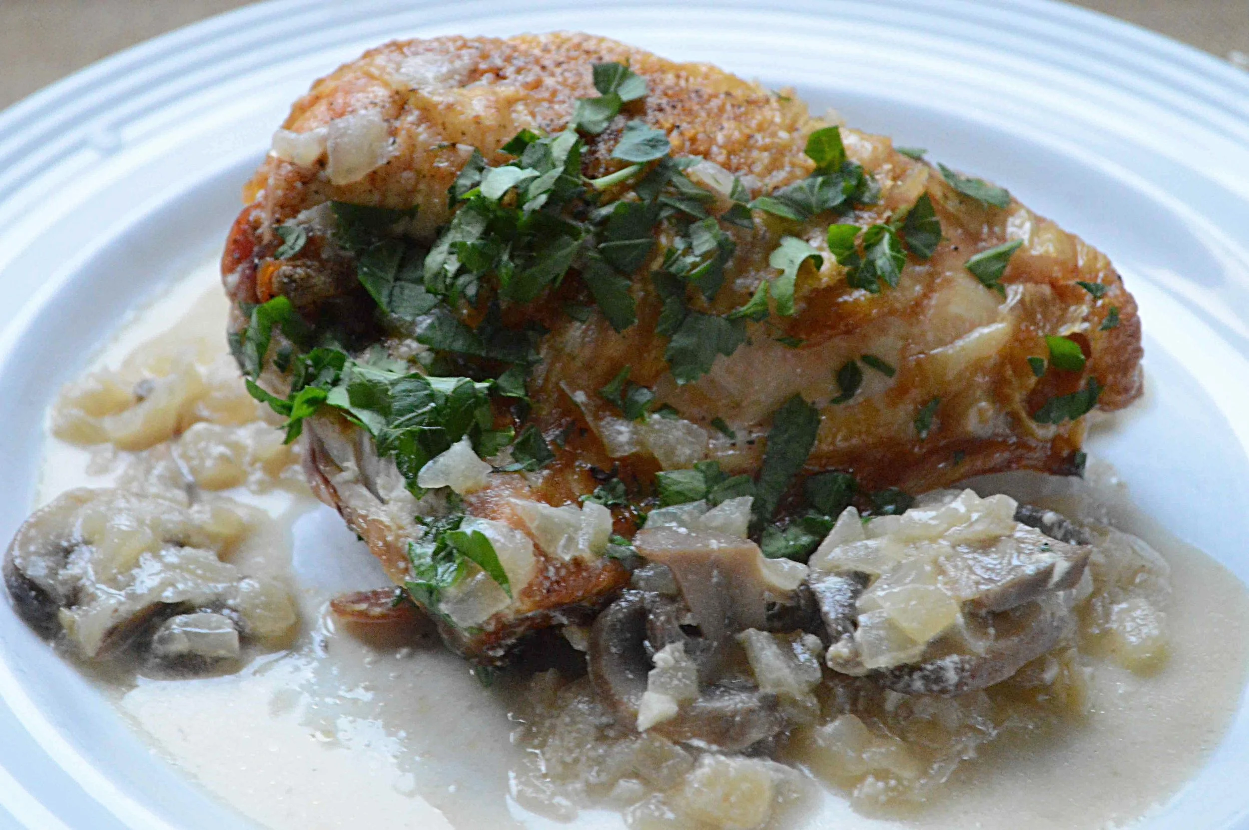 Creamy Chicken and Mushroom Fricassee-Lightened Up ...