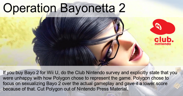 As seen on reddit , angry fans aim to persuade Nintendo to punish Polgyon for acknowledging Bayonetta's over-sexualization.