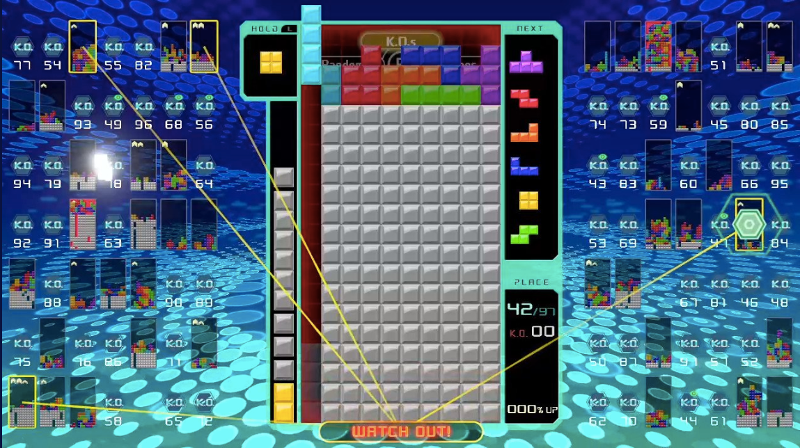 The panel on the left side of your game board shows you how much garbage is headed your way.