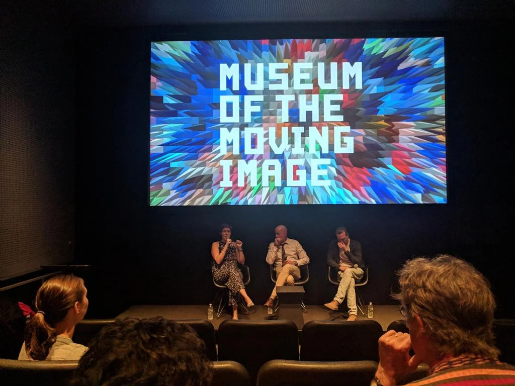 Producers Hal Scardino and Sara Maamouri with Dale Buscher at the Museum of the Moving Image