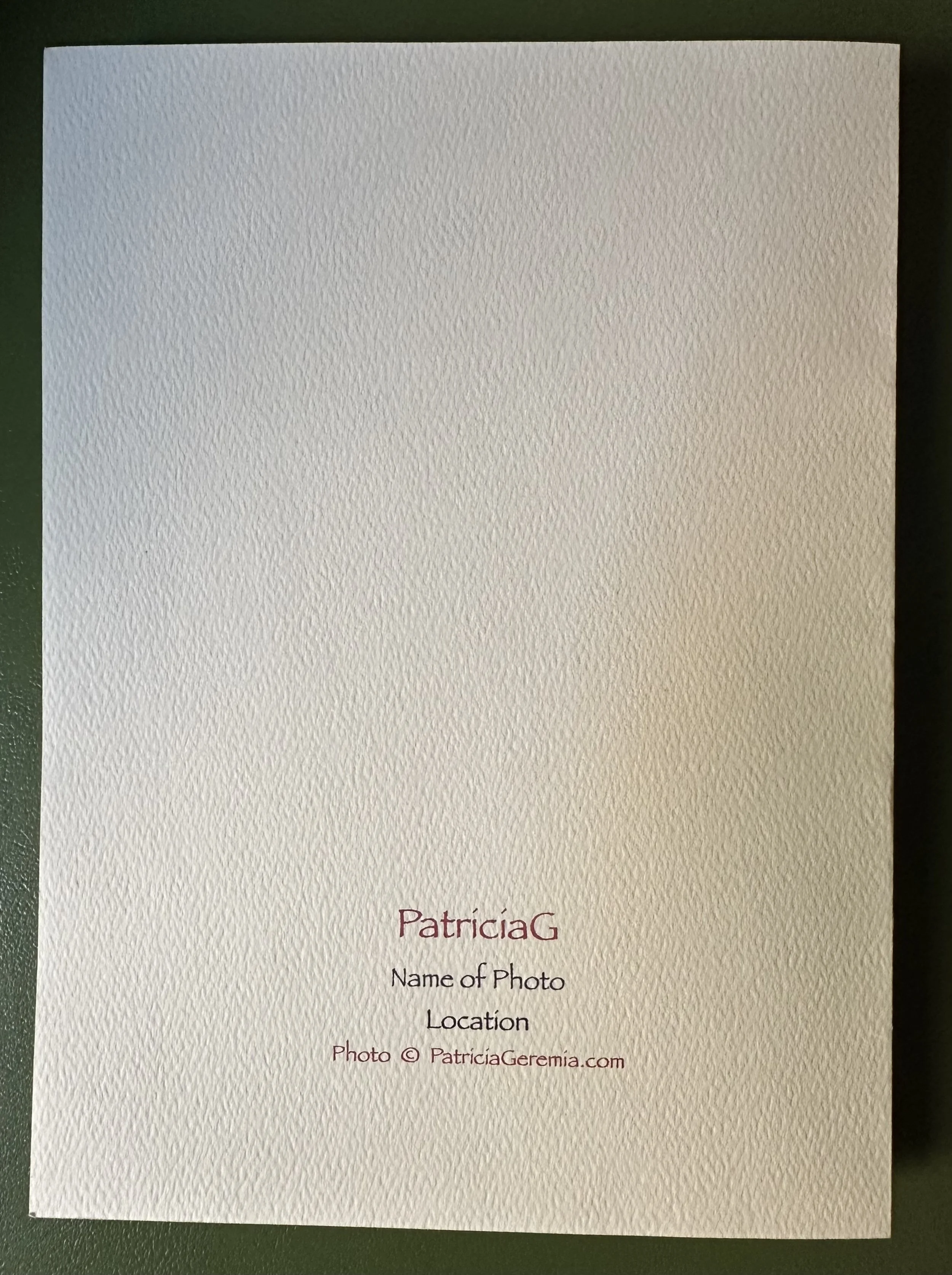 generic back of card