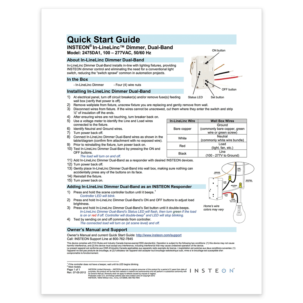 Dimmer Smart Switch In-Line Module - Quick Start Guide