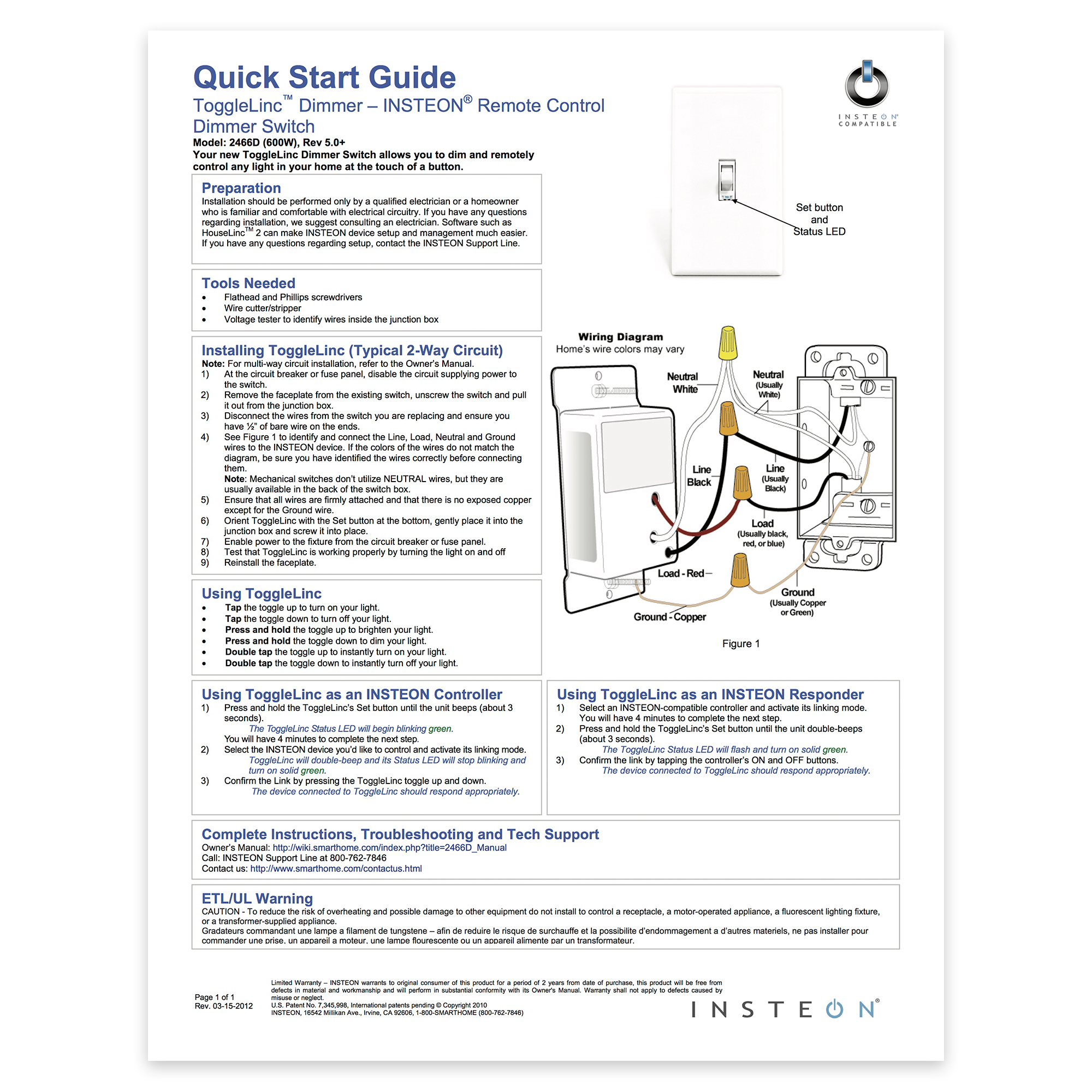 Wall Switches — Support Knowledgebase — Insteon