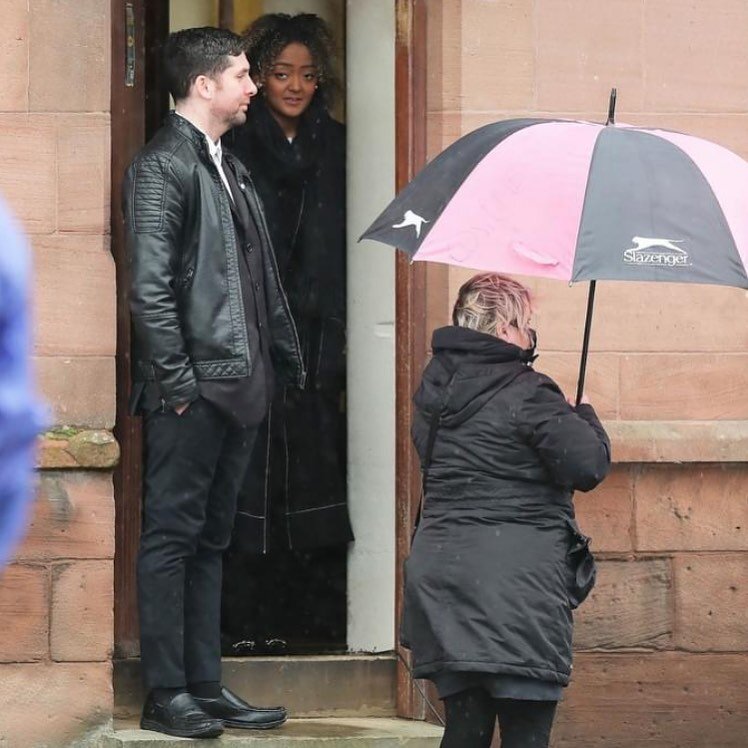 The lovely David Leo McLaughlin papped whilst filming on @coronationstreet yesterday with @alexandramardell 👀