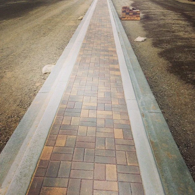Pavers in the median of the future Armstrong and Warner in Tustin.