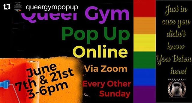 #amplifymelanatedvoices
@justiceroe
#Repost @queergympopup with @get_repost
・・・
JUNE IS SO SOON! Come thru for Queer Gym Pop Up Online via Zoom! . .

Upper Body is 3:05-3:55p EST 
Full Body is 4:05-4:55p EST 
Lower Body is 5:05-5:55p EST . .

RSVP fo