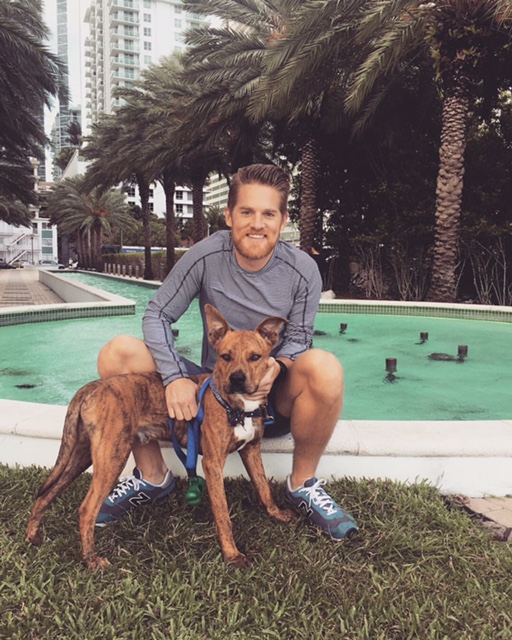Lindsey with his dog Tonks - in Miami, Florida.