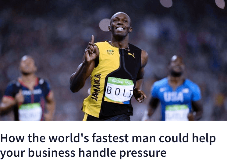  On 28 August 2011, Usain Bolt, the fastest man alive, exploded out of the starting blocks in the Men’s 100m Final at the Athletics World Championships in Daegu, South Korea – but something was very, very wrong.     He had made a false start. Jumped the gun. Immediate disqualification under new rules that no longer allowed sprinters any false starts. Failure. Anguish.  Watch the video  and you can see his pain.     Flash forward six days to 5 September and the Men’s 200m Final. Usain Bolt lines up once more at the starting blocks. Is he nervous? Is he worried? It’s impossible to tell.     He fist-bumps the girl minding his pile of discarded warm-up clothes. He feels the cameras on him and breaks into a huge grin. He licks his fingertips and smooths his eyebrows, then sweeps his hands across his chest into his signature lightning bolt pose. The crowd goes nuts. He blows them a kiss.     Meanwhile, the other runners look more inwardly focused. The Frenchman, Christophe Lemaitre, is all intensity and concentration, staring at his feet and ignoring the cameras.     The runners step up to their marks, the crowd cheers. Usain Bolt puts a finger to his lips and the crowd goes ‘Shhhhh – shhhhhh’ and is silent.     This time when the gun goes off there are no false starts, only the awe-inspiring sight of the fastest runner the world has ever seen chasing down a historic victory – and the fourth quickest 200m, ever.     Clearly this is someone who knows how to handle pressure. But how does he do it?     Flash forward a few weeks to 23 October 2011 at Eden Park, in Auckland, New Zealand. The All Blacks face down their old rivals, the French, in the Rugby World Cup Final.     The pressure couldn’t be more intense. This is the same team that had beaten the All Blacks in the quarter finals of the RWC in 2007. The All Blacks hadn’t lost a game at Eden Park since 1994. And yet World Cup victory had eluded them since 1987.     Yet, as we now know, the All Blacks refused to choke. So how did they do that?     We all face pressure – in business, in our personal lives, in sport – it’s how we react to that pressure that determines our success or failure.     “Pressure is expectation, scrutiny, and consequence,” according to Gilbert Enoka, mental skills coach for the All Blacks, Canterbury Crusaders, Silver Ferns, and Black Caps.     “Under pressure, your attention is either diverted or on track. If you’re diverted, you have negative emotional response and unhelpful behaviour. That means you’re stuck. That means you’re overwhelmed.     “On the other hand, if your attention is on track you have situational awareness and you execute accurately. You are clear, you adapt and you overcome.”     At pivotal moments, pressure can push our thinking in unproductive directions – like fixating on what could go wrong – and shut down our ability to make quality decisions. The results can be catastrophic.     To combat this tendency, Enoka teaches the concept of Red Heads versus Blue Heads. You may have heard of it. Basically, you have a Red Head if you’re tight, inhibited, results-oriented, anxious, aggressive, over-compensating, desperate. Whereas, Blue Heads are loose, expressive, in the moment, calm, clear, accurate, on task. You can see where this is going.     Clearly we want to have a Blue Head, even in the midst of crisis and chaos. But how?     The answer lies in controlling our attention, according to James Kerr in  ‘Legacy: What the All Blacks Can Teach Us About the Business of Life’ .     “It works like this: where we direct our mind is where our thoughts will take us; our thoughts create an emotion; the emotion defines our behaviour; our behaviour defines our performance. So, simply, if we can control our attention, and therefore our thoughts, we can manage our emotions and enhance our performance.”     In practice this means mastering the art of shifting your state of mind – from Red to Blue – when the chips are down. To work at peak, the thinking, instinctive, and emotional parts of our brains need to work together. But intense pressure can shut down the thinking part, leading to poor decision-making. To stay in the Blue, sometimes we have to step back, create space, and reconnect with our better selves.     One of the ways the All Blacks do this is through ‘anchors’. These are specific physical actions deliberated practiced and repeated during moments of calmness and clarity so that state can be easily recalled in a pressure situation. So when you see Richie McCaw take a deep breath, hold his wrist, and stamp his feet, you’re watching someone relinquish his fear, control his attention, and bring himself back into the present moment.     And all that apparent clowning around that Usain Bolt does before a race?&nbsp;     “When you get to the line, it makes no sense in you worrying any more, so all you gotta do is just relax and go in and execute,” he says.     “You practise your start, you practise your run in a certain way, so when you get to the Olympic finals all you have to do is go out and run, pretty much. And everything will come back. But if you go out there thinking, “I need to do this,” or worry about that – overthinking things – then you start making mistakes.     “So, for me, the things that I do at the start line are what makes me relax and not think about the start, which is my biggest issue.     “The only thing I try to tell myself is “listen, listen, listen”. And then when he say “set”, I just listen. Because the moment you think about anything else, that’s the moment it’s going to go wrong.     “To me it’s not a pressure. It’s me being me.”  
  
 0 
 0 
 1 
 856 
 4880 
 Donald Holder Limited 
 40 
 11 
 5725 
 14.0 
  
  
 
  
    
  
 Normal 
 0 
 
 
 
 
 false 
 false 
 false 
 
 EN-AU 
 JA 
 X-NONE 
 
  
  
  
  
  
  
  
  
  
  
 
 
  
  
  
  
  
  
  
  
  
  
  
  
    
  
 
 
 
 
 
 
 
 
 
 
 
 
 
 
 
 
 
 
 
 
 
 
 
 
 
 
 
 
 
 
 
 
 
 
 
 
 
 
 
 
 
 
 
 
 
 
 
 
 
 
 
 
 
 
 
 
 
 
 
 
 
 
 
 
 
 
 
 
 
 
 
 
 
 
 
 
 
 
 
 
 
 
 
 
 
 
 
 
 
 
 
 
 
 
 
 
 
 
 
 
 
 
 
 
 
 
 
 
 
 
 
 
 
 
 
 
 
 
 
 
 
 
 
 
 
 
 
 
 
 
 
 
 
 
 
 
 
  
   
 
 /* Style Definitions */
table.MsoNormalTable
	{mso-style-name:"Table Normal";
	mso-tstyle-rowband-size:0;
	mso-tstyle-colband-size:0;
	mso-style-noshow:yes;
	mso-style-priority:99;
	mso-style-parent:"";
	mso-padding-alt:0cm 5.4pt 0cm 5.4pt;
	mso-para-margin:0cm;
	mso-para-margin-bottom:.0001pt;
	mso-pagination:widow-orphan;
	font-size:12.0pt;
	font-family:Cambria;
	mso-ascii-font-family:Cambria;
	mso-ascii-theme-font:minor-latin;
	mso-hansi-font-family:Cambria;
	mso-hansi-theme-font:minor-latin;
	mso-ansi-language:EN-AU;
	mso-fareast-language:JA;}
 
    On 28 August 2011, Usain Bolt, the fastest man alive, exploded out of the starting blocks in the Men’s 100m Final at the Athletics World Championships in Daegu, South Korea – but something was very, very wrong.     He had made a false start. Jumped the gun. Immediate disqualification under new rules that no longer allowed sprinters any false starts. Failure. Anguish. Watch the video and you can see his pain.     Flash forward six days to 5 September and the Men’s 200m Final. Usain Bolt lines up once more at the starting blocks. Is he nervous? Is he worried? It’s impossible to tell.     He fist-bumps the girl minding his pile of discarded warm-up clothes. He feels the cameras on him and breaks into a huge grin. He licks his fingertips and smooths his eyebrows, then sweeps his hands across his chest into his signature lightning bolt pose. The crowd goes nuts. He blows them a kiss.     Meanwhile, the other runners look more inwardly focused. The Frenchman, Christophe Lemaitre, is all intensity and concentration, staring at his feet and ignoring the cameras.     The runners step up to their marks, the crowd cheers. Usain Bolt puts a finger to his lips and the crowd goes ‘Shhhhh – shhhhhh’ and is silent.     This time when the gun goes off there are no false starts, only the awe-inspiring sight of the fastest runner the world has ever seen chasing down a historic victory – and the fourth quickest 200m, ever.     Clearly this is someone who knows how to handle pressure. But how does he do it?     Flash forward a few weeks to 23 October 2011 at Eden Park, in Auckland, New Zealand. The All Blacks face down their old rivals, the French, in the Rugby World Cup Final.     The pressure couldn’t be more intense. This is the same team that had beaten the All Blacks in the quarter finals of the RWC in 2007. The All Blacks hadn’t lost a game at Eden Park since 1994. And yet World Cup victory had eluded them since 1987.     Yet, as we now know, the All Blacks refused to choke. So how did they do that?     We all face pressure – in business, in our personal lives, in sport – it’s how we react to that pressure that determines our success or failure.     “Pressure is expectation, scrutiny, and consequence,” according to Gilbert Enoka, mental skills coach for the All Blacks, Canterbury Crusaders, Silver Ferns, and Black Caps.     “Under pressure, your attention is either diverted or on track. If you’re diverted, you have negative emotional response and unhelpful behaviour. That means you’re stuck. That means you’re overwhelmed.     “On the other hand, if your attention is on track you have situational awareness and you execute accurately. You are clear, you adapt and you overcome.”     At pivotal moments, pressure can push our thinking in unproductive directions – like fixating on what could go wrong – and shut down our ability to make quality decisions. The results can be catastrophic.     To combat this tendency, Enoka teaches the concept of Red Heads versus Blue Heads. You may have heard of it. Basically, you have a Red Head if you’re tight, inhibited, results-oriented, anxious, aggressive, over-compensating, desperate. Whereas, Blue Heads are loose, expressive, in the moment, calm, clear, accurate, on task. You can see where this is going.     Clearly we want to have a Blue Head, even in the midst of crisis and chaos. But how?     The answer lies in controlling our attention, according to James Kerr in ‘Legacy: What the All Blacks Can Teach Us About the Business of Life’.     “It works like this: where we direct our mind is where our thoughts will take us; our thoughts create an emotion; the emotion defines our behaviour; our behaviour defines our performance. So, simply, if we can control our attention, and therefore our thoughts, we can manage our emotions and enhance our performance.”     In practice this means mastering the art of shifting your state of mind – from Red to Blue – when the chips are down. To work at peak, the thinking, instinctive, and emotional parts of our brains need to work together. But intense pressure can shut down the thinking part, leading to poor decision-making. To stay in the Blue, sometimes we have to step back, create space, and reconnect with our better selves.     One of the ways the All Blacks do this is through ‘anchors’. These are specific physical actions deliberated practiced and repeated during moments of calmness and clarity so that state can be easily recalled in a pressure situation. So when you see Richie McCaw take a deep breath, hold his wrist, and stamp his feet, you’re watching someone relinquish his fear, control his attention, and bring himself back into the present moment.     And all that apparent clowning around that Usain Bolt does before a race?&nbsp;     “When you get to the line, it makes no sense in you worrying any more, so all you gotta do is just relax and go in and execute,” he says.     “You practise your start, you practise your run in a certain way, so when you get to the Olympic finals all you have to do is go out and run, pretty much. And everything will come back. But if you go out there thinking, “I need to do this,” or worry about that – overthinking things – then you start making mistakes.     “So, for me, the things that I do at the start line are what makes me relax and not think about the start, which is my biggest issue.     “The only thing I try to tell myself is “listen, listen, listen”. And then when he say “set”, I just listen. Because the moment you think about anything else, that’s the moment it’s going to go wrong.     “To me it’s not a pressure. It’s me being me.”    