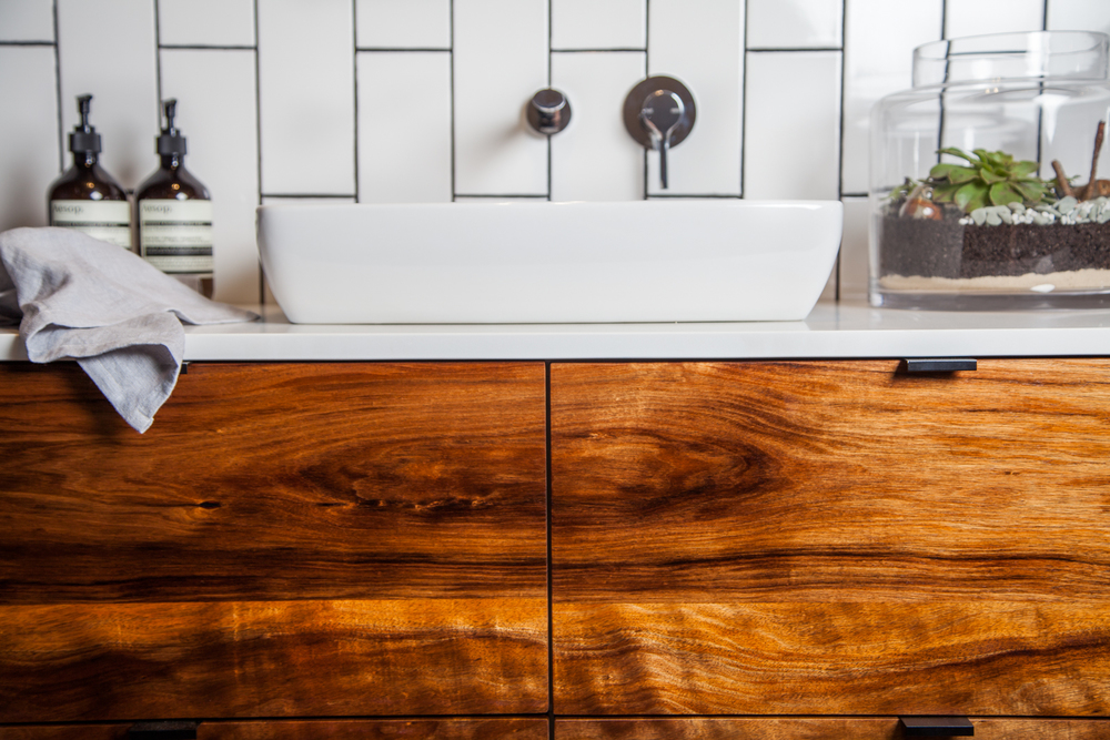 Stone Wood Bathroom Vanity Ingrain, Black Wood Vanity