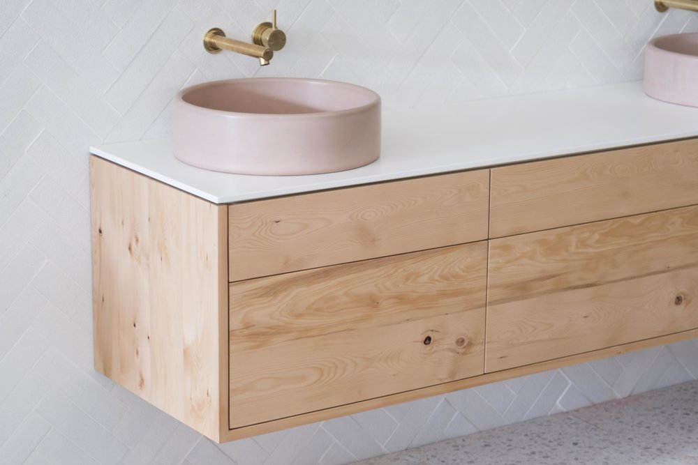 Stone Wood Bathroom Vanity Ingrain, Wooden Vanity Benchtops