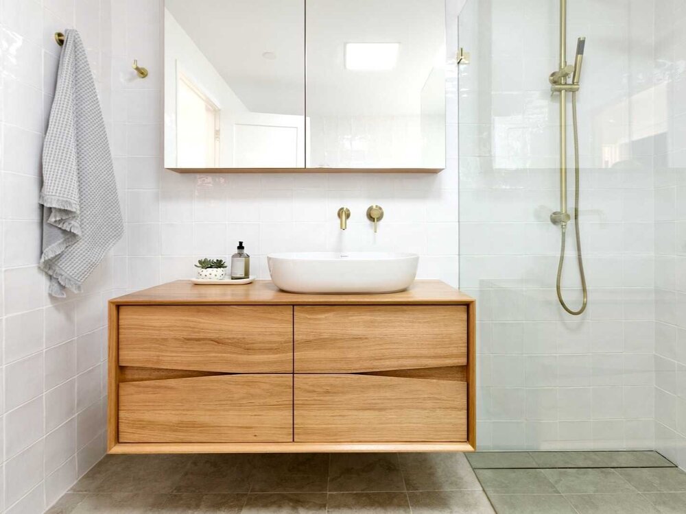 The V1 Bathroom Vanity Ingrain, Timber Bathroom Vanity Cabinets