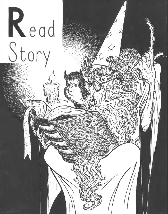  Page from children's literacy lesson plan, pen and ink on board, 2004 